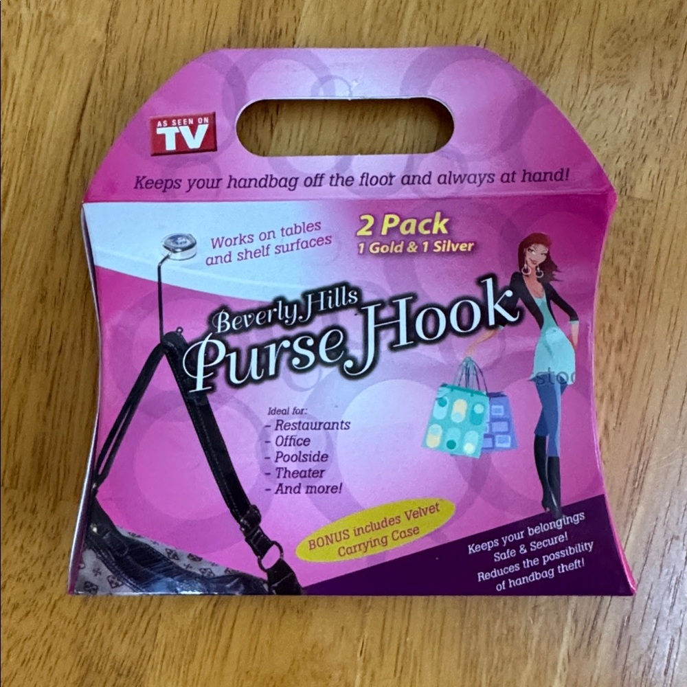 🎁 NEW Purse Table Hook 2 Pack Gold Silver Bonus Carrying Case Mom